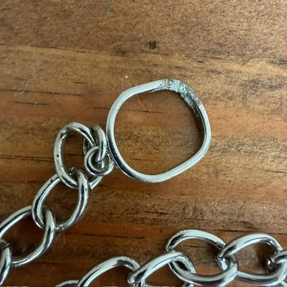 Chicos Chain Belt Silver Tone Nested Circles Link Y2K Statement Boho Hippie